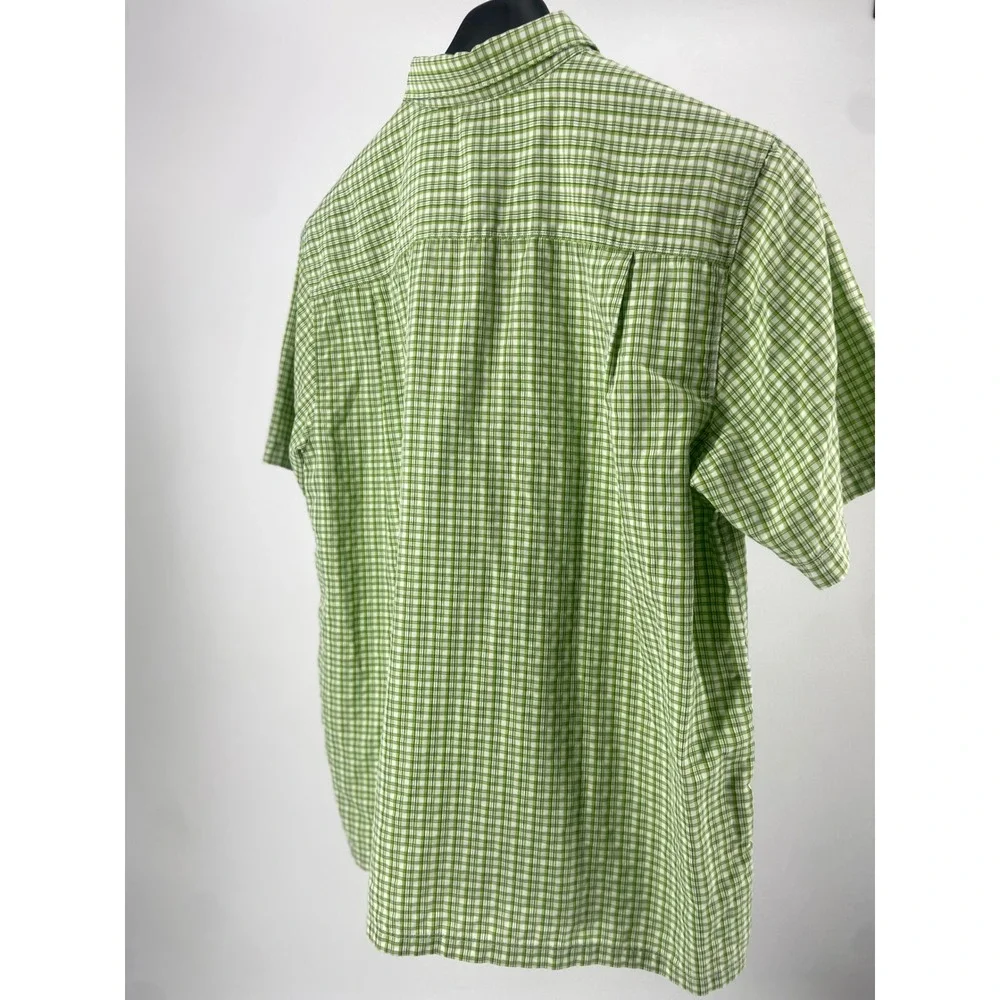 The North Face Mens Green Plaid Short‎ Sleeve Button Down Hiking Shirt Size L